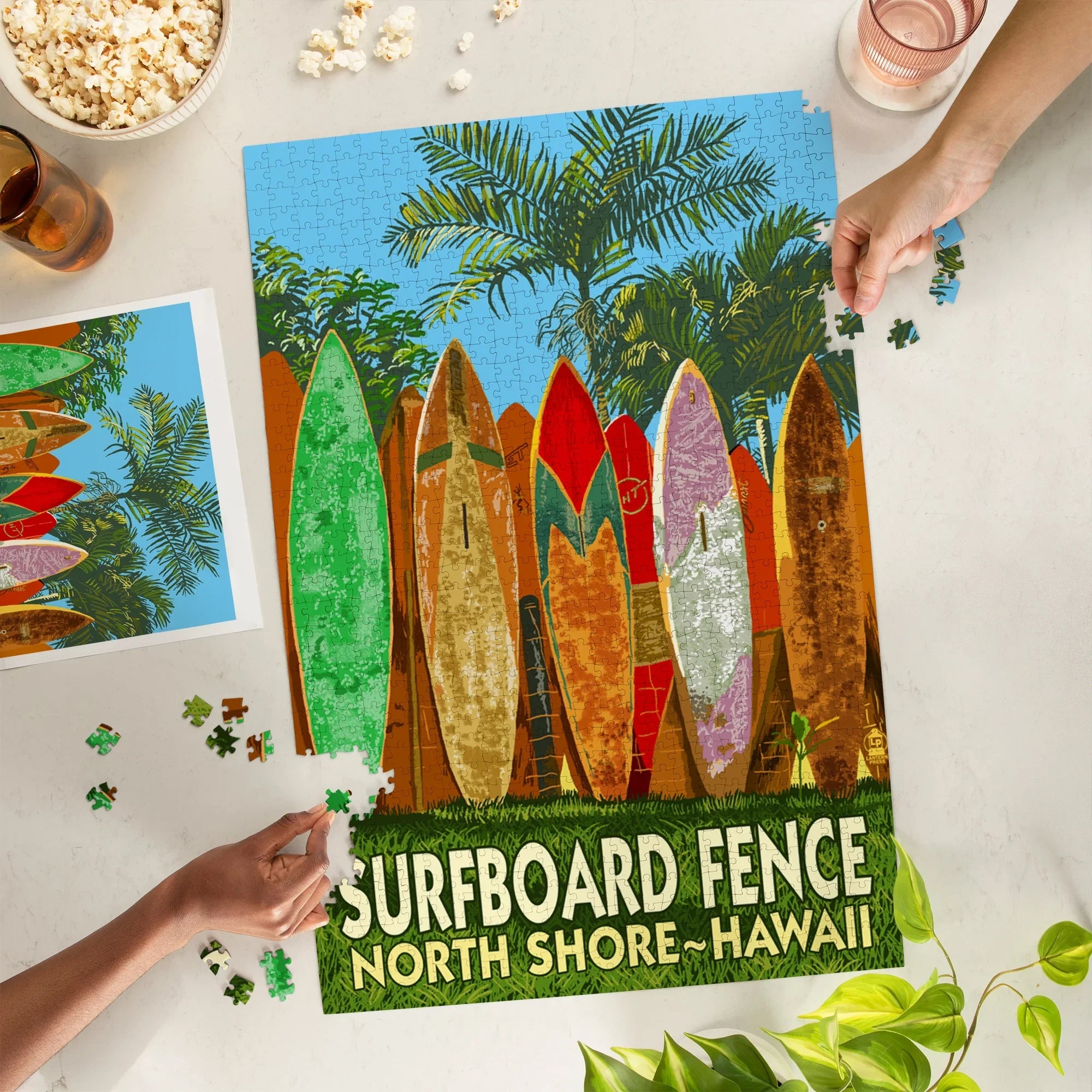 Surfboard Lantern Piece Puzzle, North Jigsaw Fence 1000 Hawaii, Press Shore,