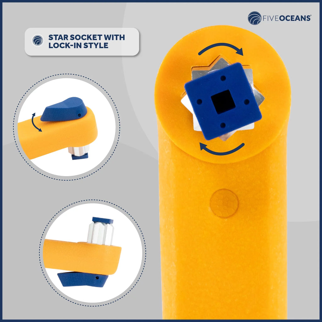 and Handle, Oceans and Winch Lightweight Universal Handle, 8" - Blue, Plastic Reinforced 2-Pack Strong, Winch Fiberglass Five Orange FO86-M2 Sailboat Floating Mechanism, Lock?in