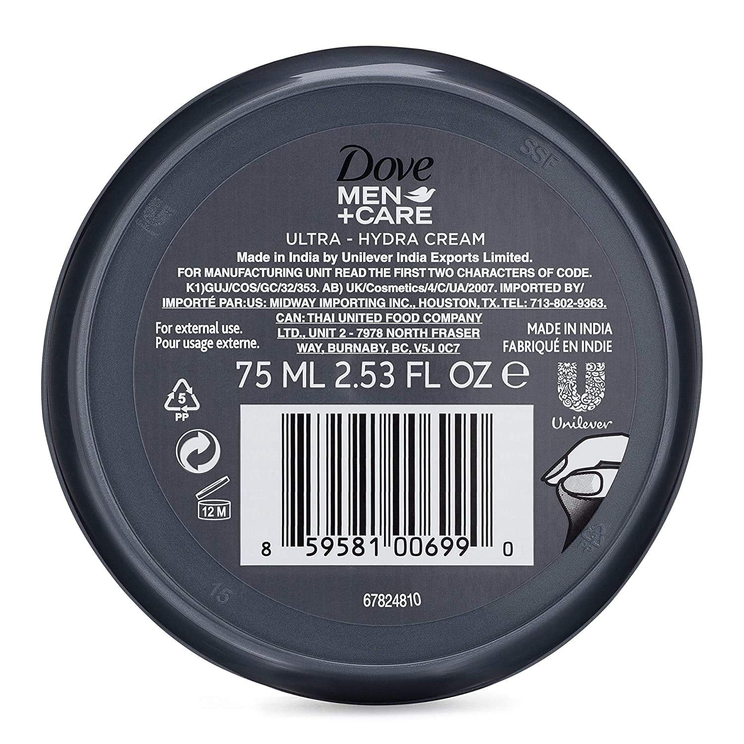 Cream (Pack Ultra-Hydra Hour Of Men+Care With 2.53 Oz Fl 5) Dove Moisturization, 24