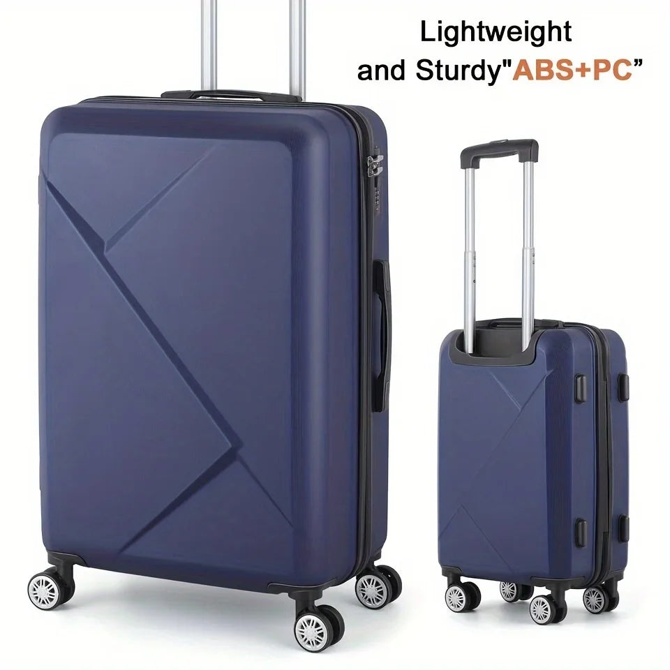 20-Inch Business, Blue Wheels Scratch-Resistant Surface, Travel Carry-On Four Spinner Hardside Inch Luggage 20 Suitcase And With For - Lock