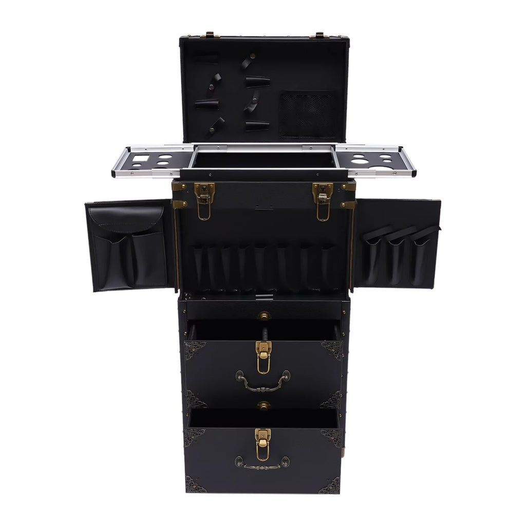 Makeup Salon Hairdressing Aiqidi Beauty Hair Stylist Trolley Luggage Tool Organizer Train Travel with Barber Case Holder Dryer Cosmetic Box Lockable Rolling