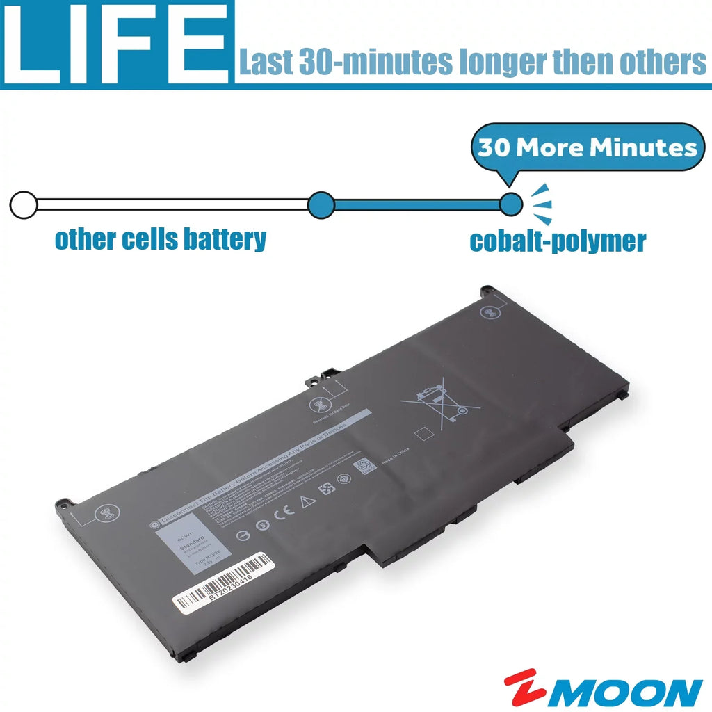 2 7300 Black, Battery MXV9V P99G Inspiron in P97G 7400 P100G Dell Laptop 1 for P96G 5300 5310 7306 Latitude 7300