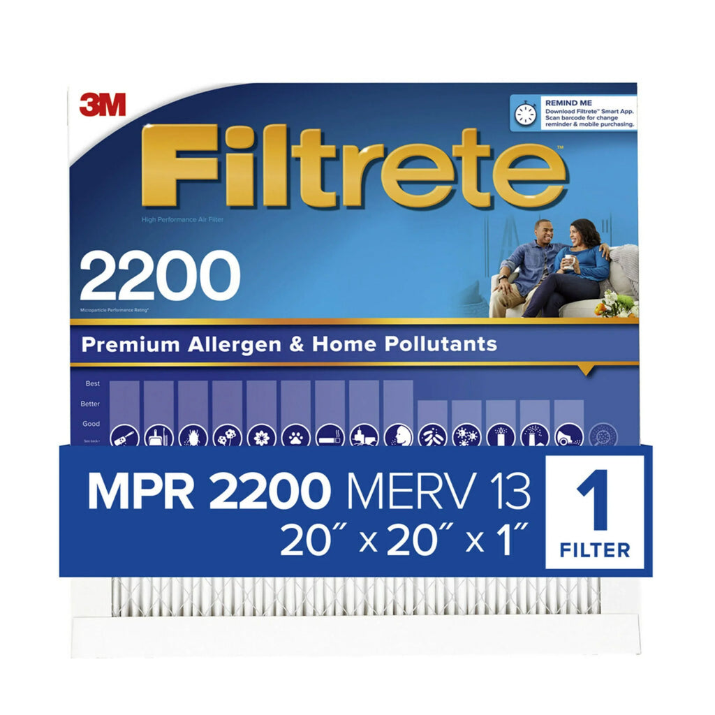 3M, Filter HVAC Furnace Elite Filtrete Allergen 2200 MPR, 1 Air Filter, by Reduction 20x20x1,