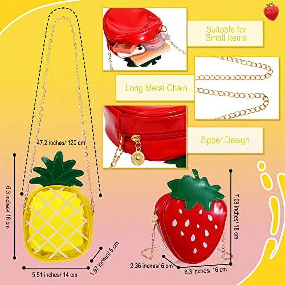 for Bag Strawberry Crossbody Purse Purse Fruit Bag Shoulder Gift Shape Lemon Wallet 4 Bag Watermelon Novelty Girl Set Mini Cute of Women Shoulder Fruit Bag Shoulder Pineapple