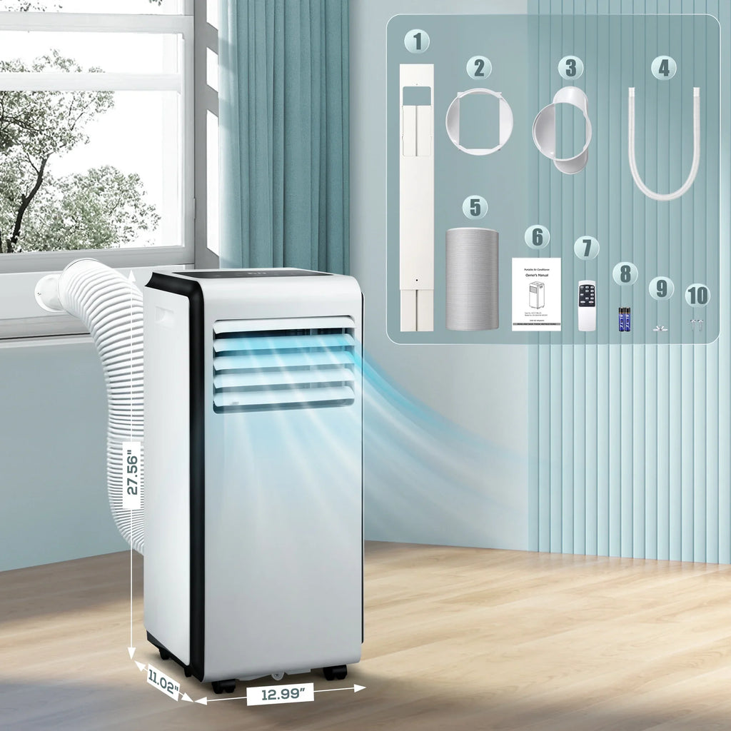 (10,000 KISSAIR 6,000 Conditioner, BTU BTU Fan, Dehumidifier, Timer ASHARE) 24-Hour Portable 1 Air AC with in 3