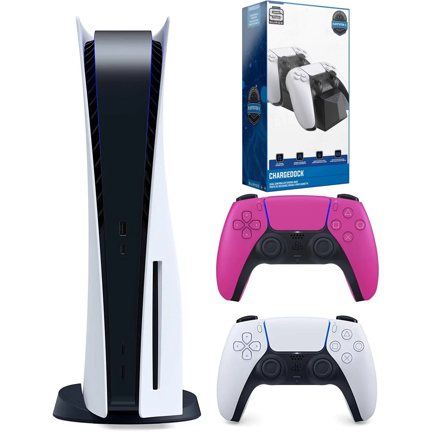 Charging 5 Dual Nova Playstation Disc Extra PS5 Version (Sony Disc) Sony and Controller Pink - with Bundle Station