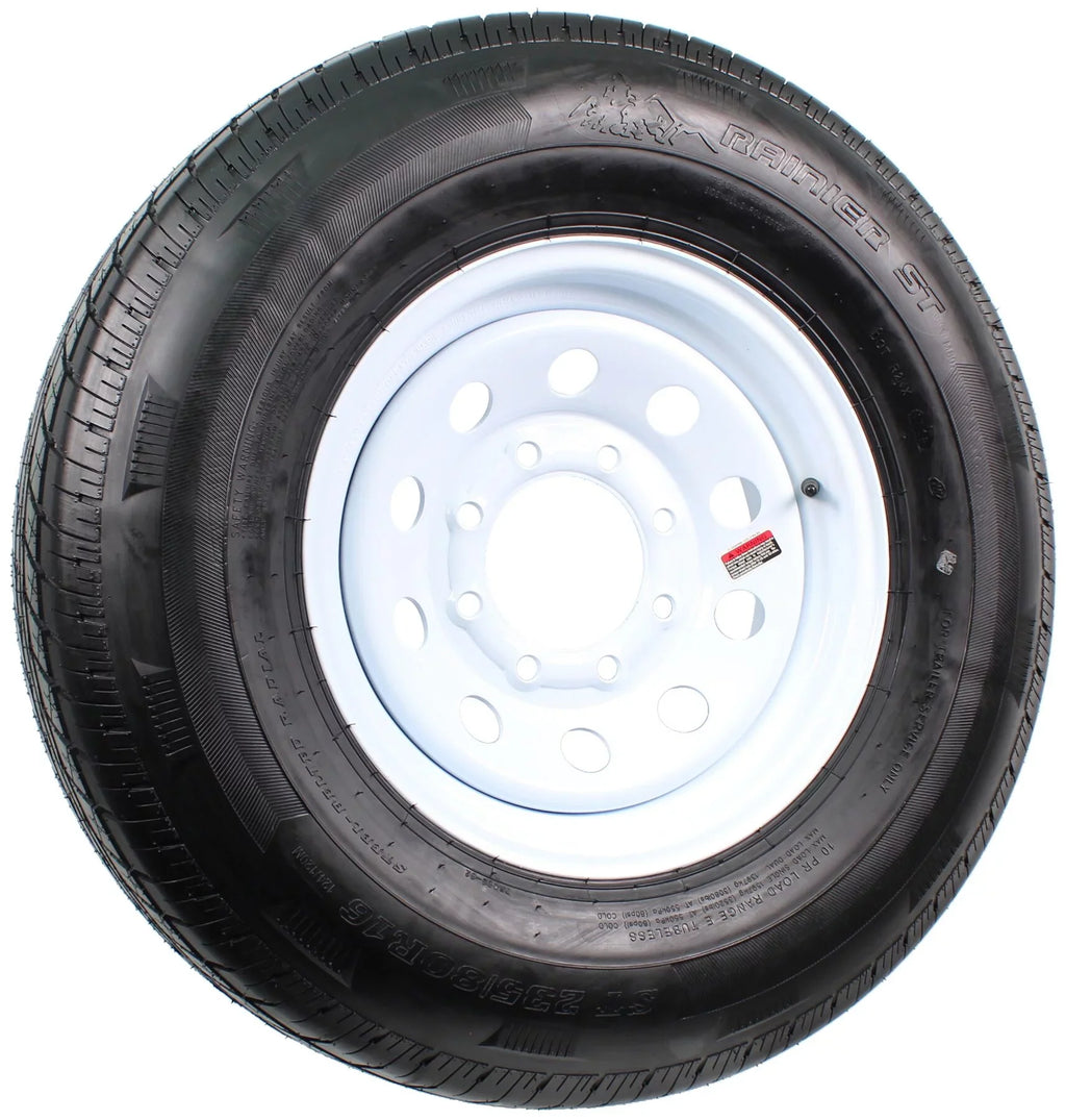 8 Wheel On ST235/80R16 Modular Tire White Trailer Lug 16" Radial Rim LRE