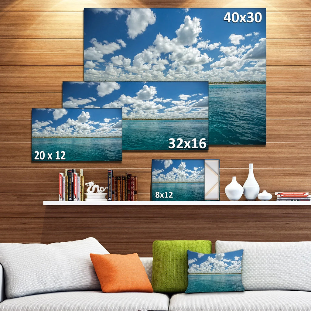 Canvas Sea" x Designart Oversized in. Beach "White ART DESIGN 20 12 high Fluffy Over in. Clouds Artwork wide