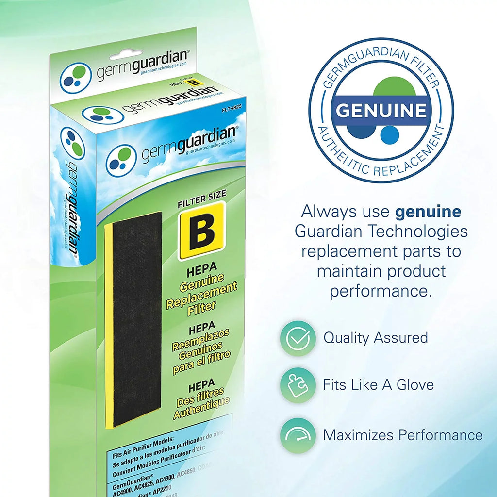 AC4825, Filter Air Purifier AC4900CA, CDAP4500BCA, and AC4825DLX, Replacement HEPA GENUINE CDAP4500WCA Guardian B for More, Germ AC4850PT, AC4300BPTCA, 1-Pack FLT4825 GermGuardian