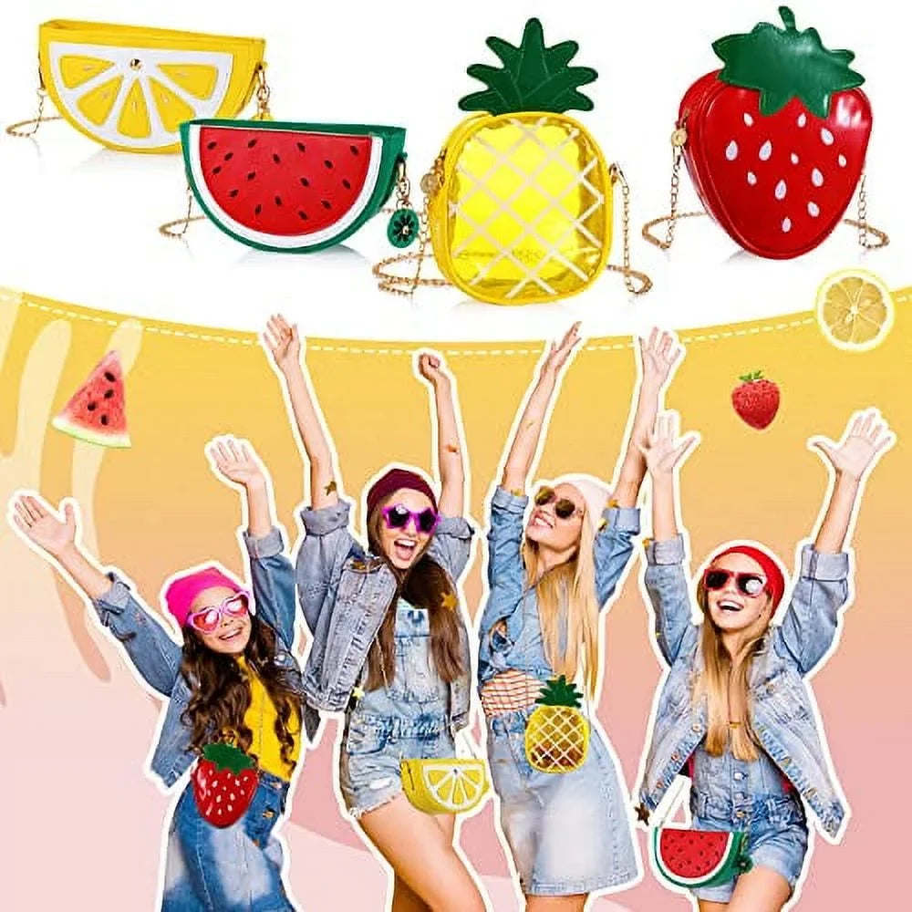 for Bag Strawberry Crossbody Purse Purse Fruit Bag Shoulder Gift Shape Lemon Wallet 4 Bag Watermelon Novelty Girl Set Mini Cute of Women Shoulder Fruit Bag Shoulder Pineapple