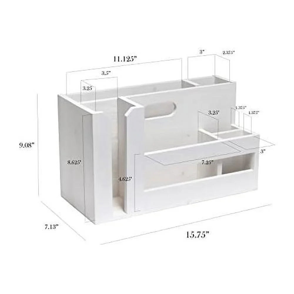 Pantry Events Picnic, Breakfast & BBQ Condiment Handle W Cutout Compartments Kitchen For Picks Flatware Wooden Utensils & Farmhouse Caddy Wash Organizer D¨¦cor Countertop Wht