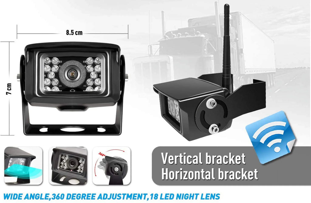 Camera Wireless Waterproof Reverse 5th System+7 Trailer Camera Truck IP69 RV Inch for ZEROXCLUB W01 Backup Wireless Wheel Rear Monitor Bus LCD