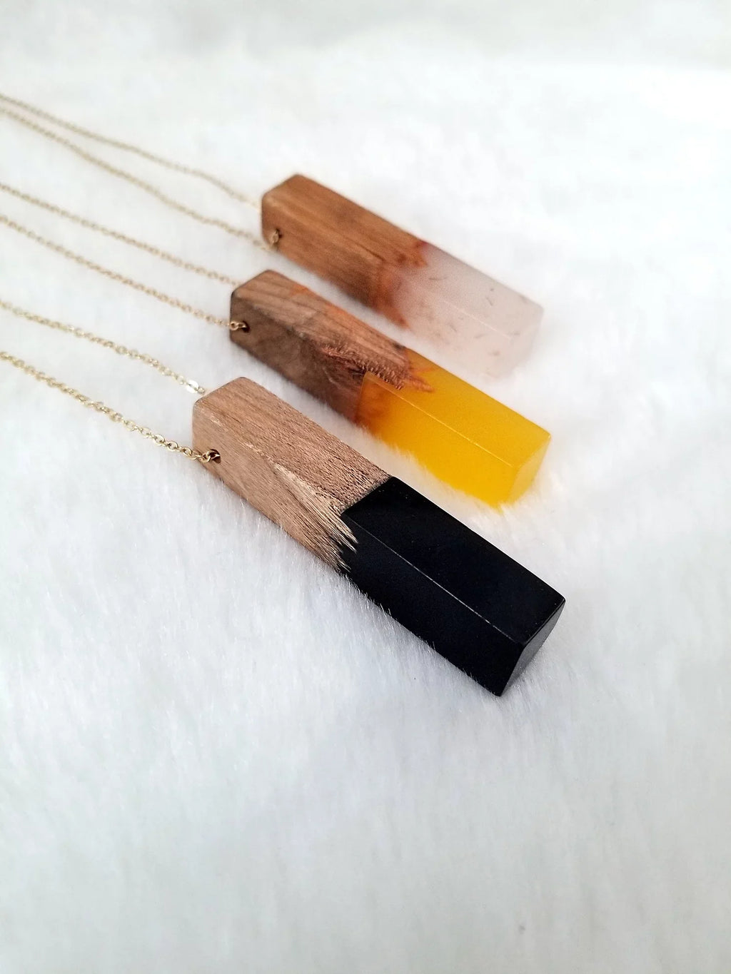 Pendant Blue Women Bar for Vertical Gift Yellow Wooden Wood Necklace Inc | Resin Box Anniversary Boutique