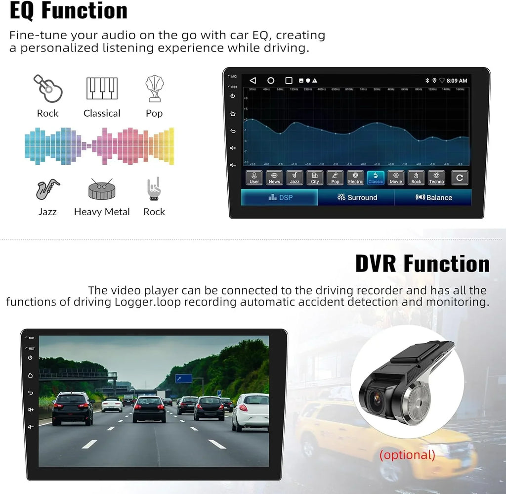 13 Auto,Navi,WiFi,Bluetooth,FM/RDS+ Inch Android Radio Handsfree,Wireless Stereo, Wireless Camera with Din Bluetooth 10.1 Microphone Car Carplay 1+32G Single Android Rear Car
