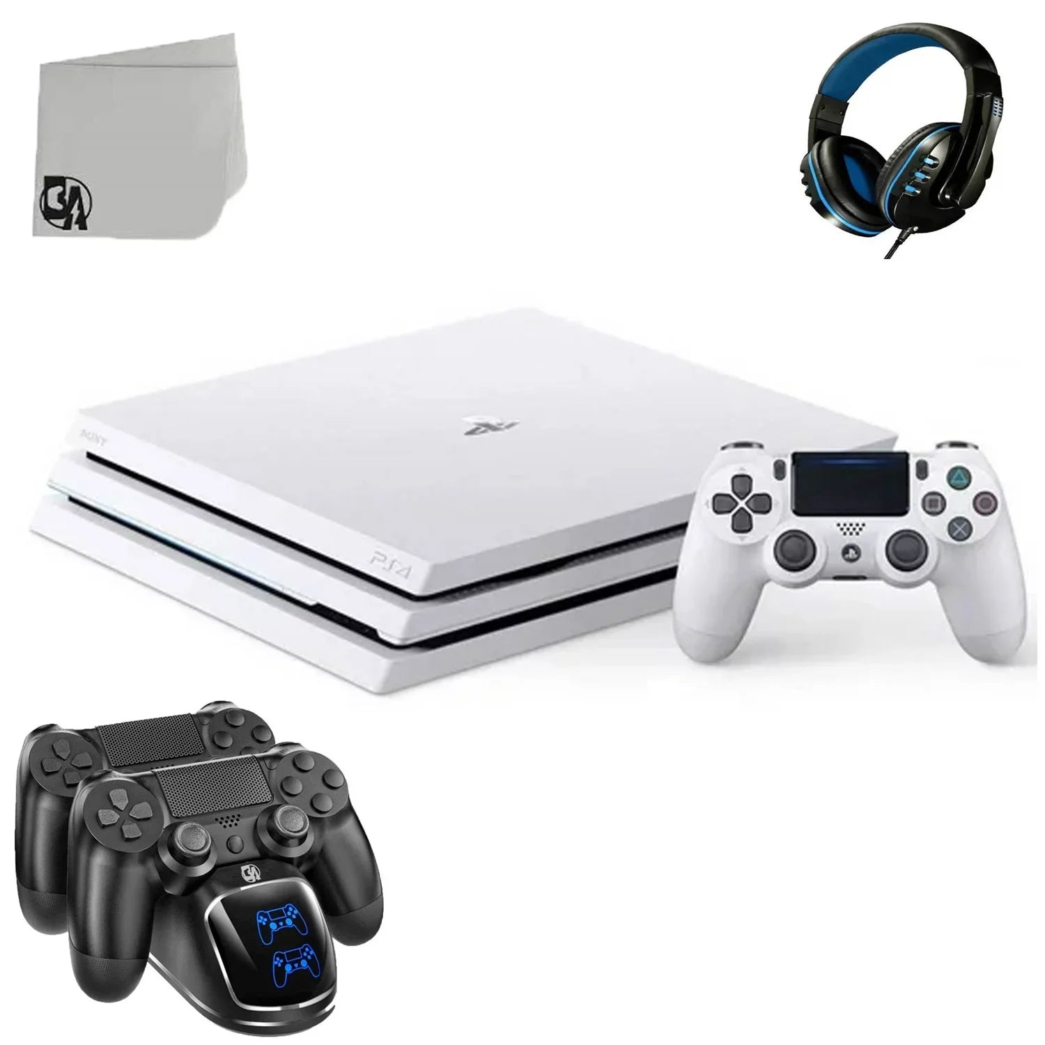 Pro Axtion Sony Charging White Pre-Owned Gaming 4 PlayStation with Dock Console Bolt Headset 1TB