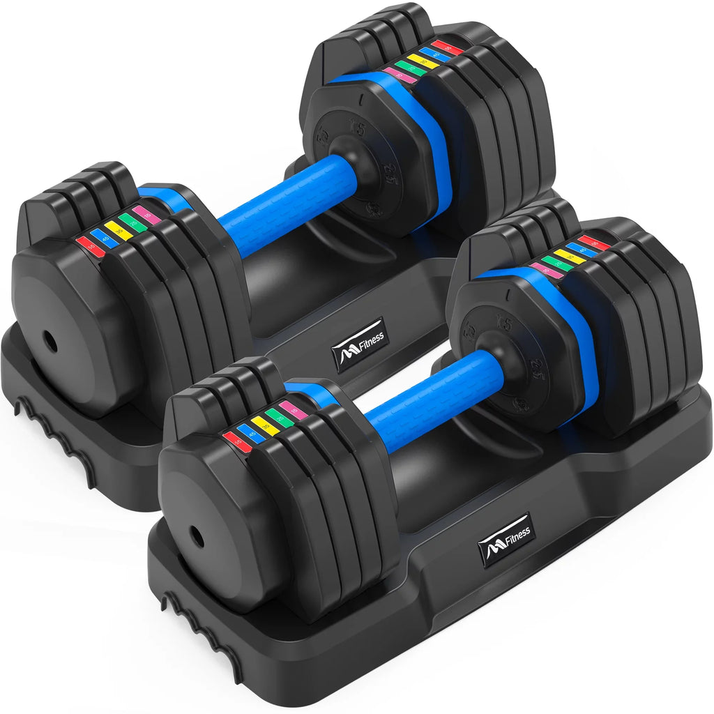 Dumbbell Handle Workout 55lb Set for with with Fast Turning by Full Dumbbell of - Body Anti-Slip x2 Weight Tray, Exercise 2 Fitness Suitable Dumbbell Adjust Adjustable Handle,