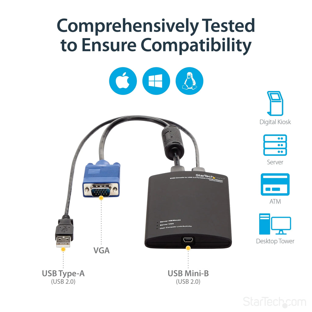 Console KVM 1200 ¨C Portable ¨C 2.0 to USB Laptop Cart StarTech.com Adapter 1920 x Crash