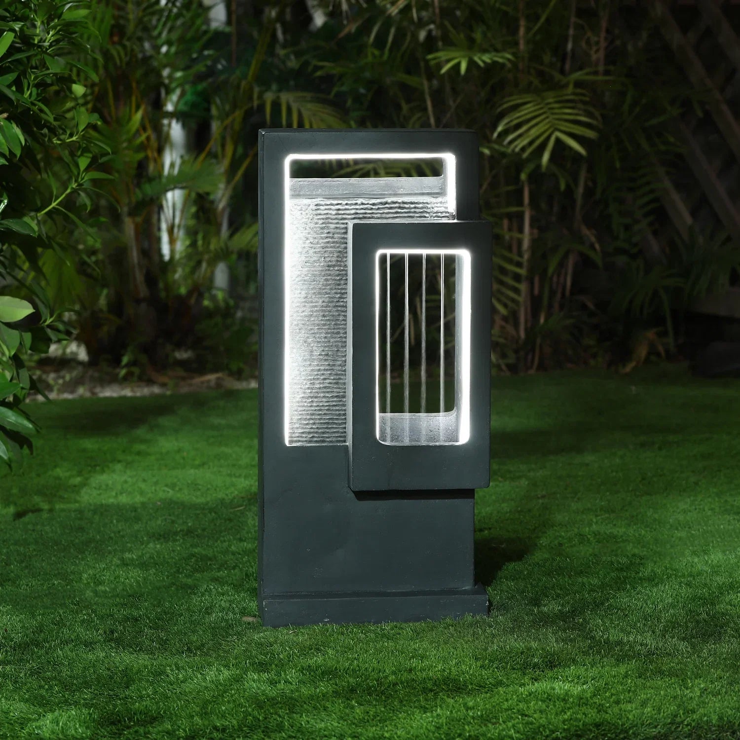 HomeStock Light Led Outdoor Gray Fountain Column With Resin Vintage Victorian Raining
