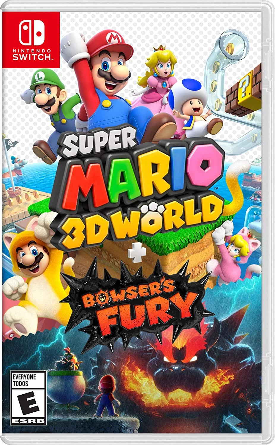 with Starter US Switch Screen and with Kit Import Plug Turquoise Mario - Fury, + World Console Nintendo Accessory 3D Bundle Cleaning Bowser¡¯s Super Lite Cloth