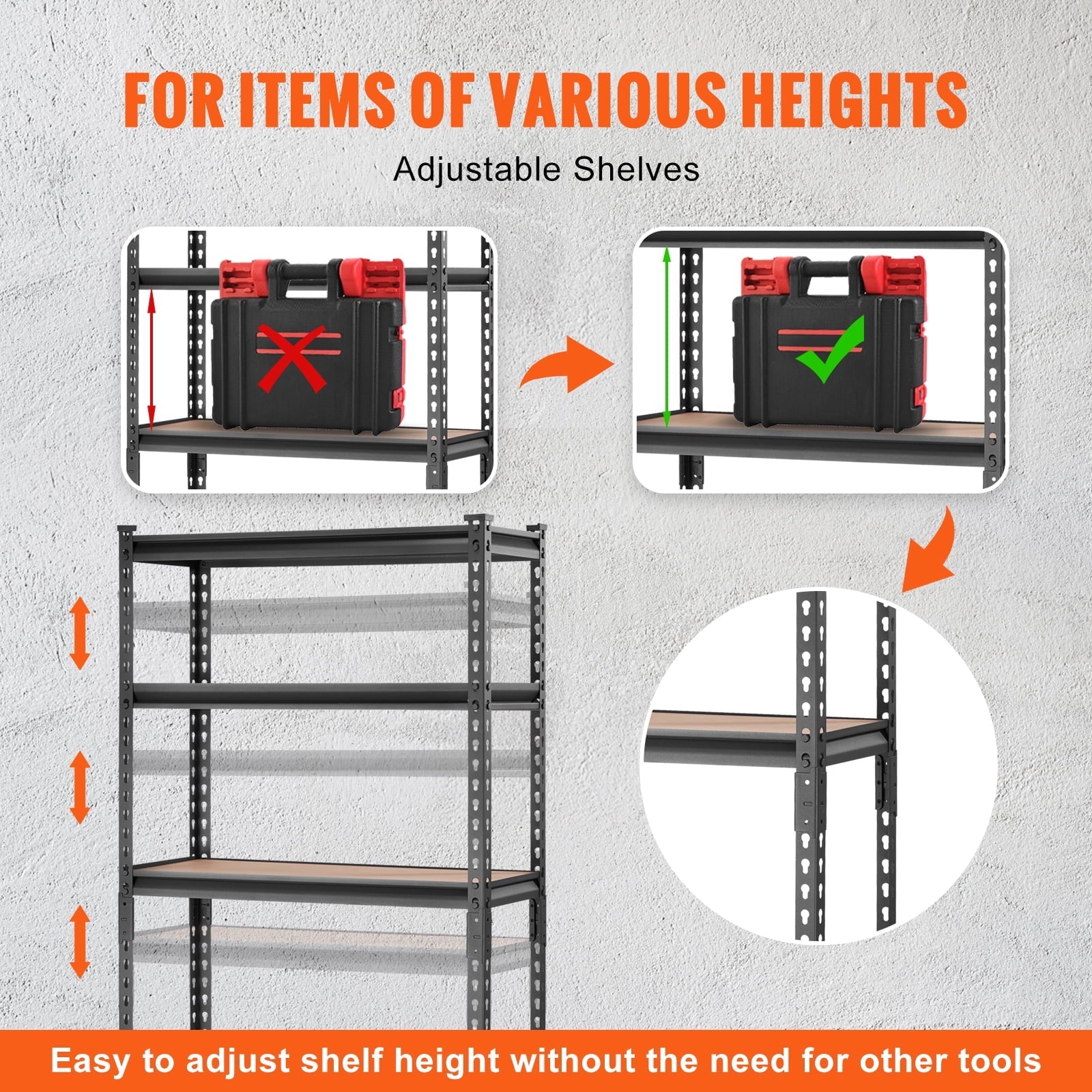 Unit, Steel 60"H 2000 Garage 30"W Heavy 5 Adjustable Load BENTISM Tier 12"D Rack lbs Storage Duty x Shelving x
