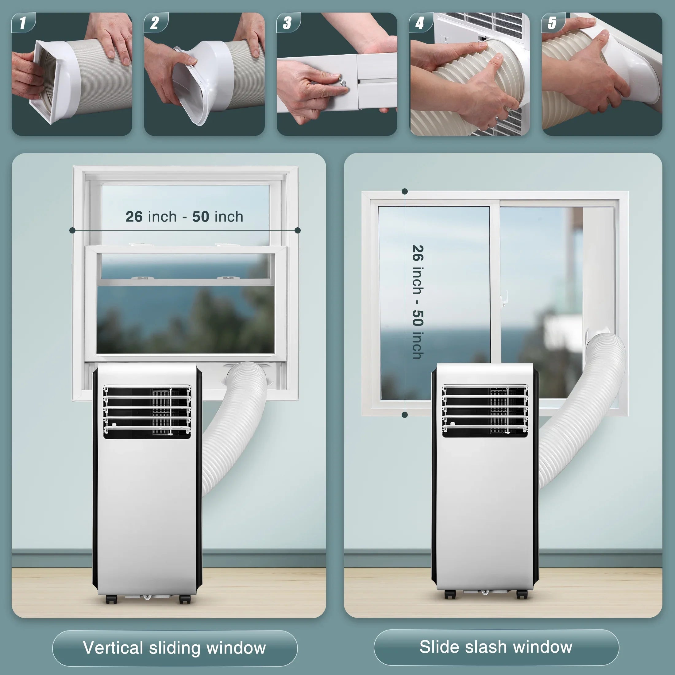 (10,000 KISSAIR 6,000 Conditioner, BTU BTU Fan, Dehumidifier, Timer ASHARE) 24-Hour Portable 1 Air AC with in 3