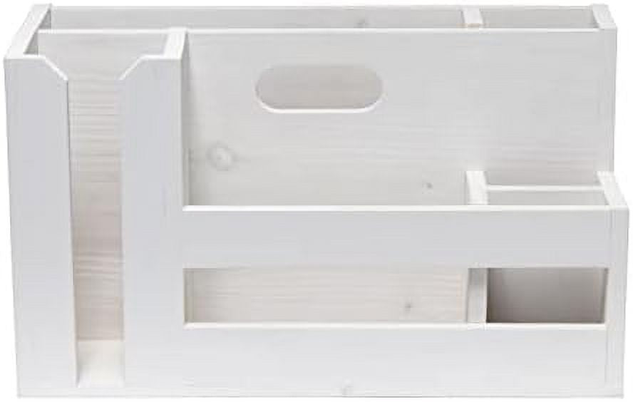 Pantry Events Picnic, Breakfast & BBQ Condiment Handle W Cutout Compartments Kitchen For Picks Flatware Wooden Utensils & Farmhouse Caddy Wash Organizer D¨¦cor Countertop Wht