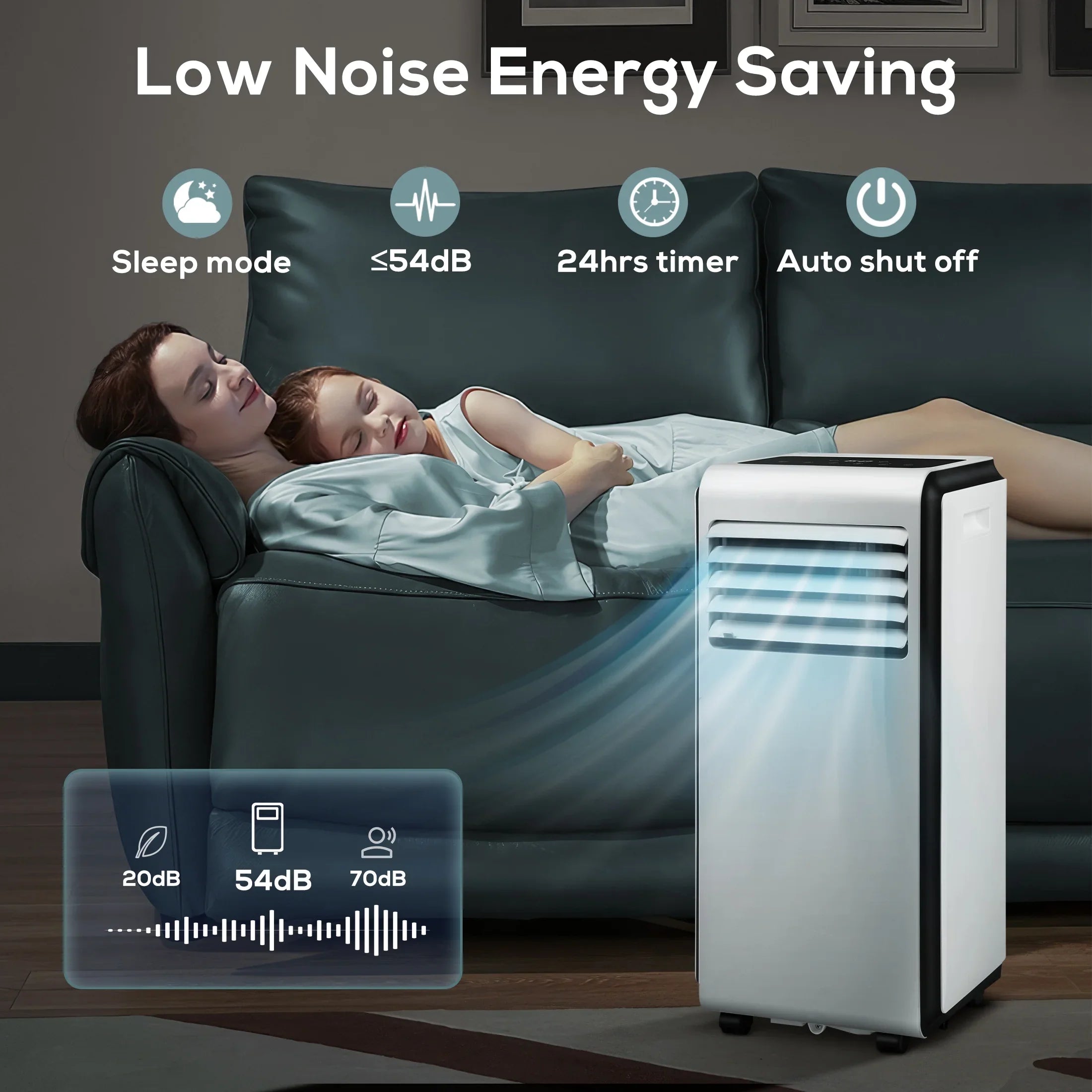 (10,000 KISSAIR 6,000 Conditioner, BTU BTU Fan, Dehumidifier, Timer ASHARE) 24-Hour Portable 1 Air AC with in 3
