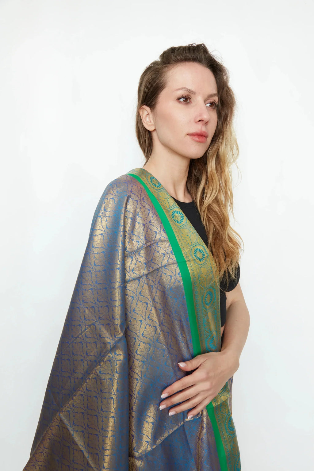 Silk Brocade Stole Meadow Lavender