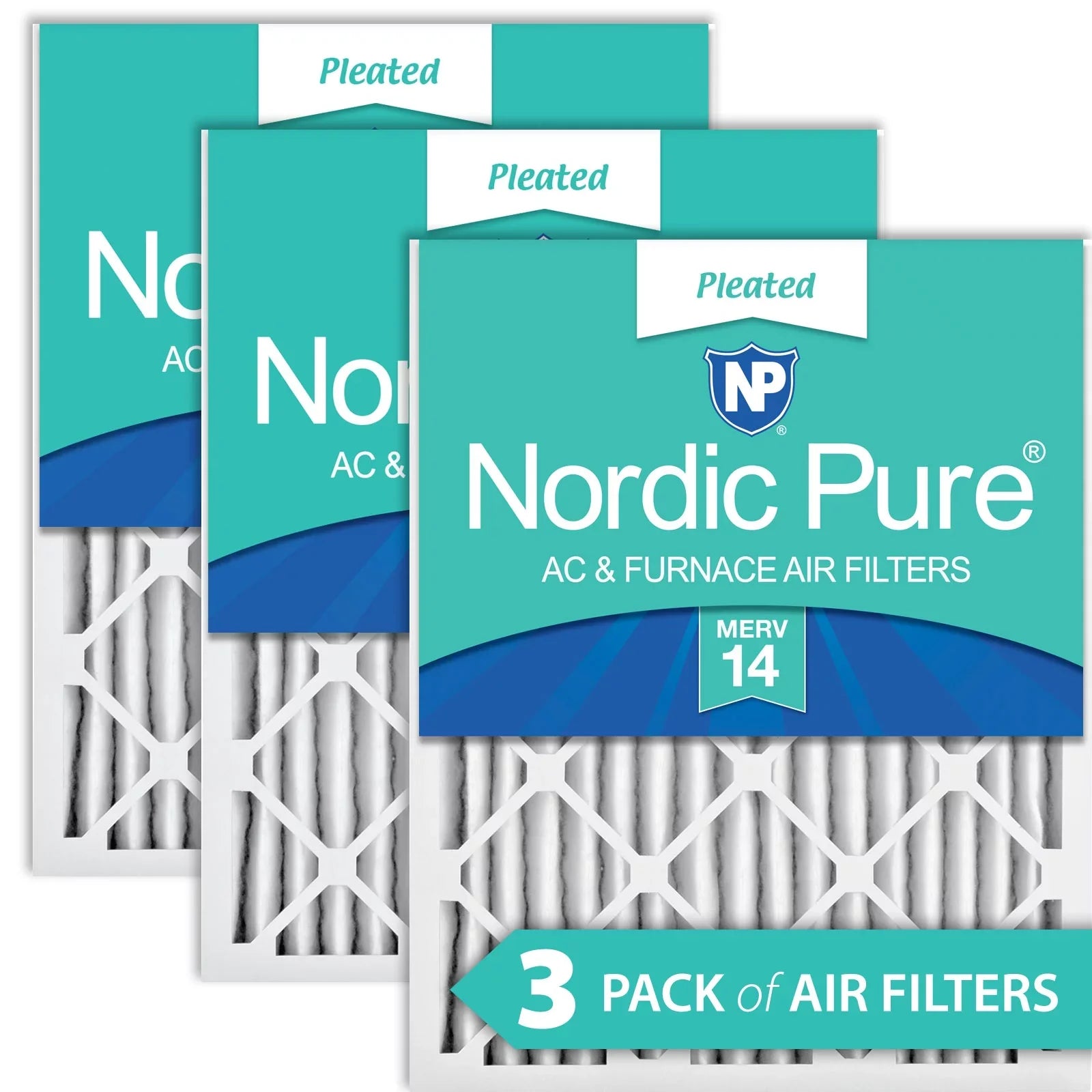 Nordic Pure Filters 3 MERV 14 Pleated Air Pack 16x30x2