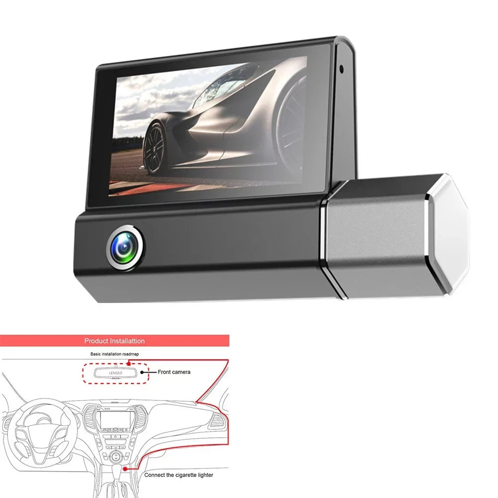 Front DVR Dash And Video Recorder Lens Camera Cam Car And Dual Rear Inside