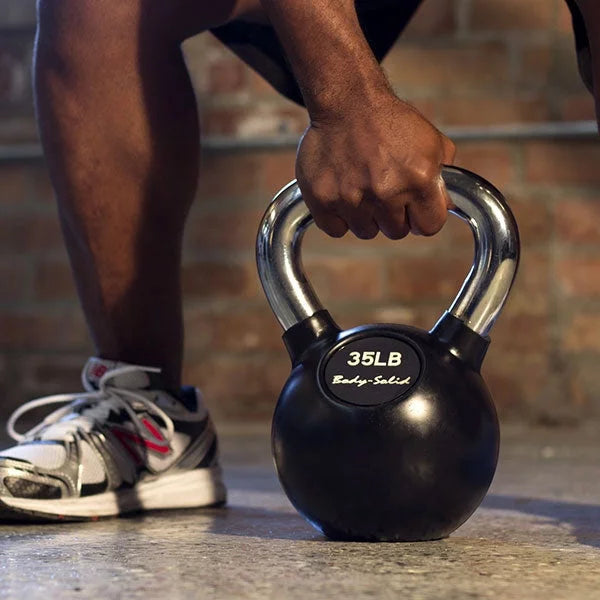 Pounds Body-Solid Chrome Rubber 5-80 Kettlebells (75) Coat
