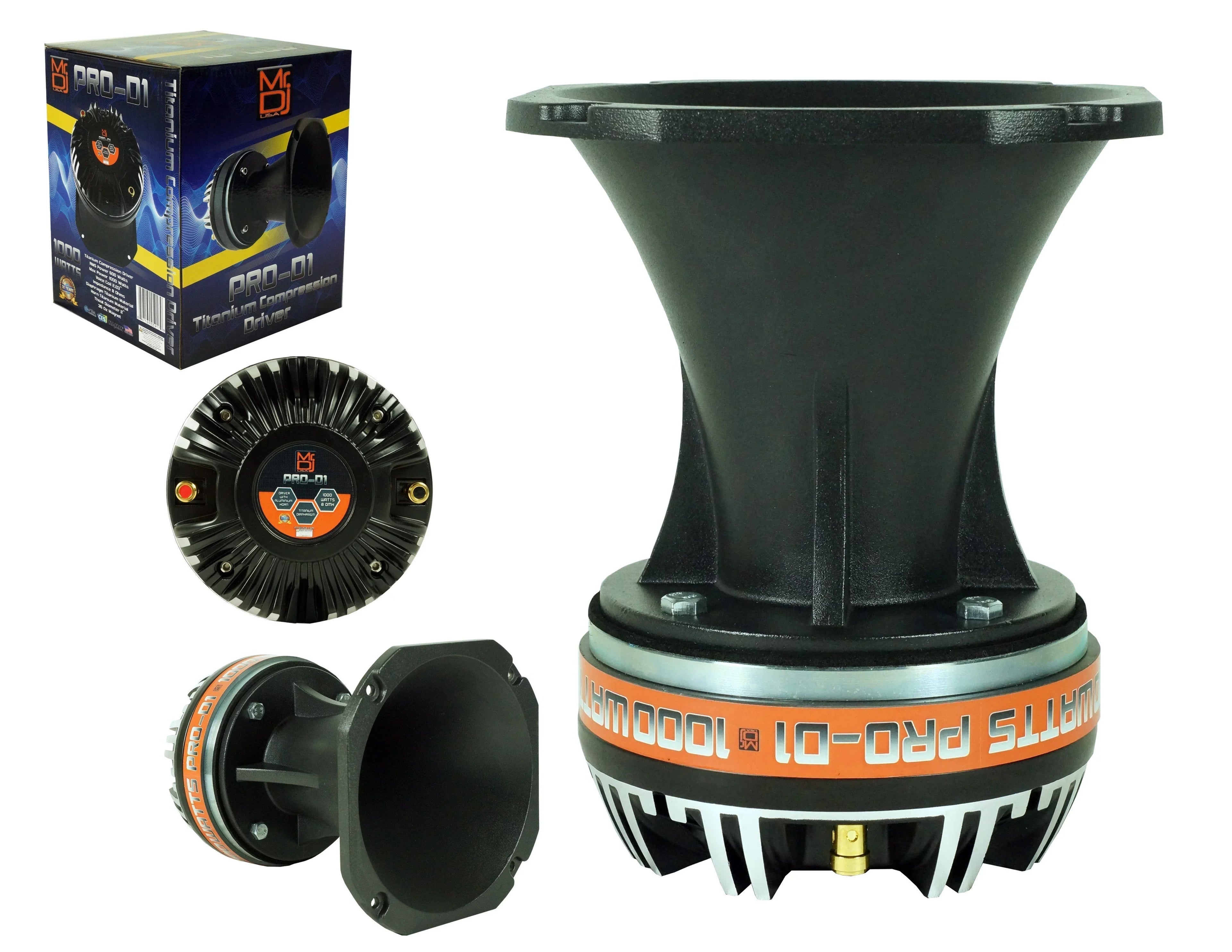 with Titanium PRO-D1 Compression Driver Super High Aluminum MR Bullet Horn DJ Tweeter