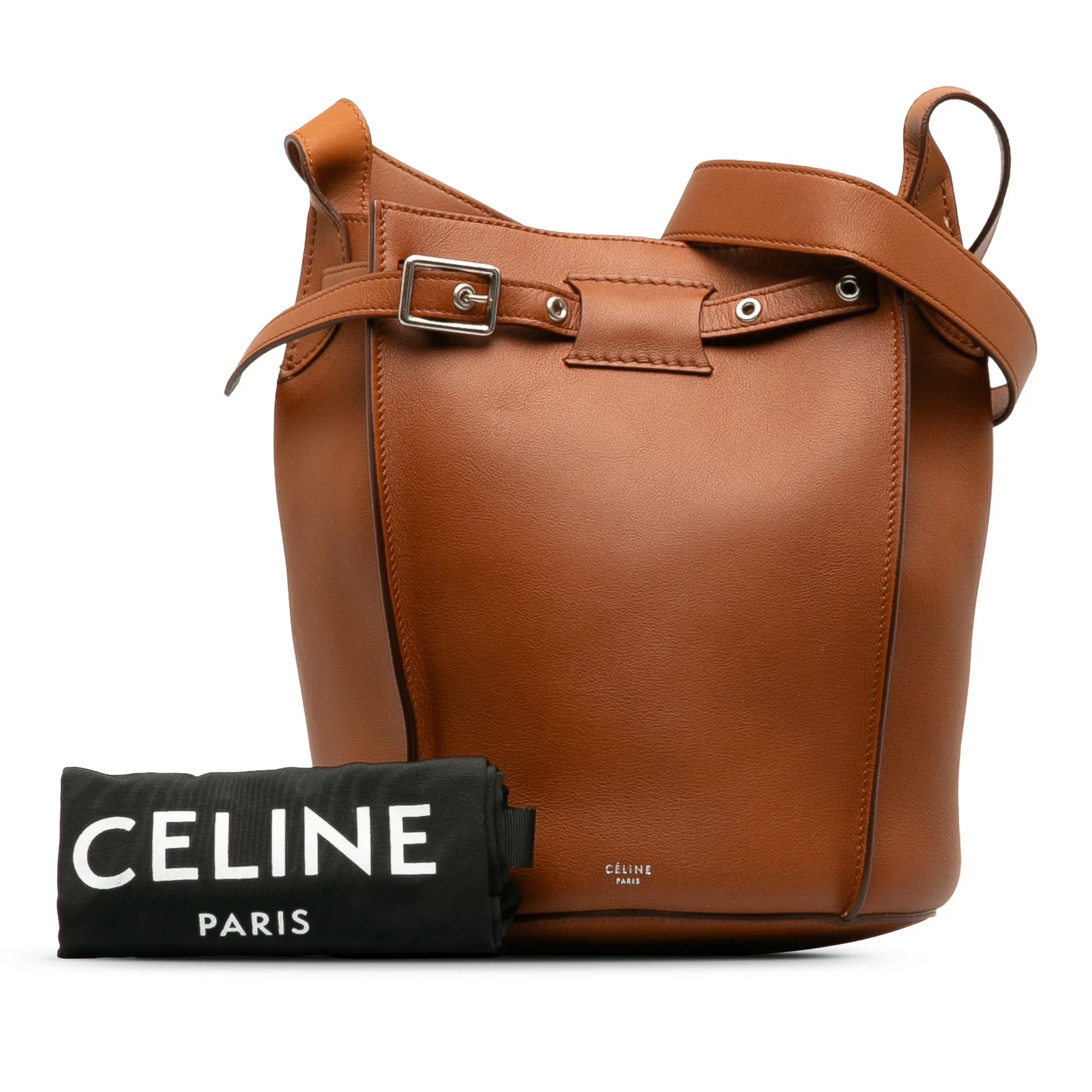 (Good) Bag DrawstringBag Unisex Bag Celine Calf Bucket Bucket Pre-Owned Big Brown Leather Authenticated