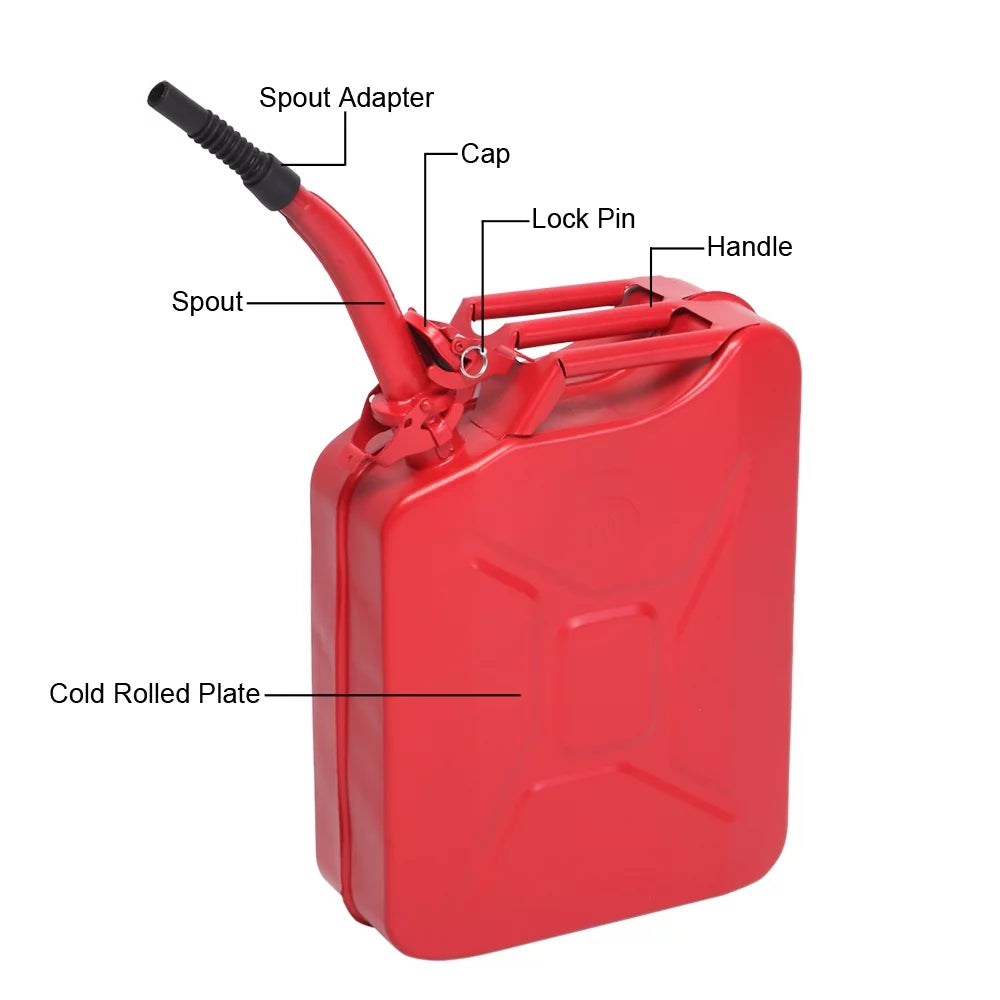 Steel Gas Contanier Gallon Emergency Fuel Winado Can 20L Backup 5 Power Tank