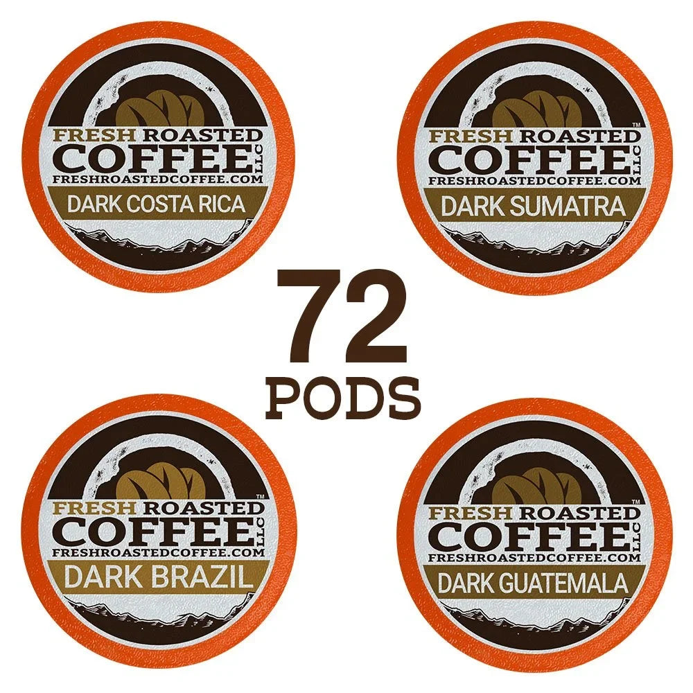 Pod for Count Roast Roasted Fresh 72 Dark Coffee, Pack, Coffee Variety Brewers K-Cup Keurig