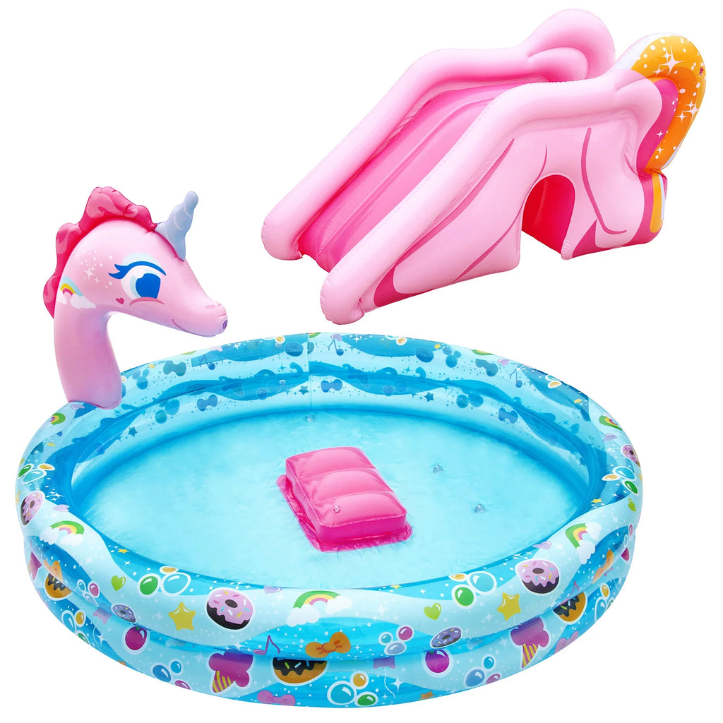 Pool, Width: Outdoor in, in, Backyard Length: Splash 78 Unicorn 'N Toy Slide Spray in, Height: Inflatable Water Banzai Splash 60 32