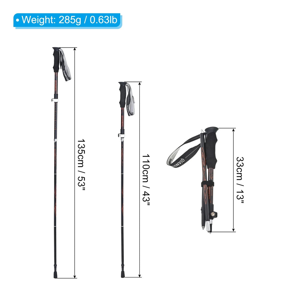 Poles, Hiking Telescopic Inch Collapsible Red Uxcell Pole Trekking 53