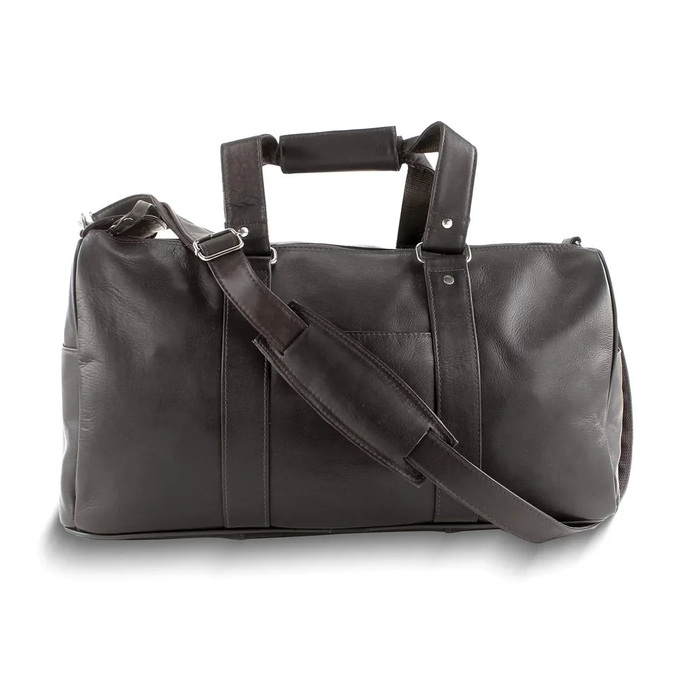 Brown Leather Adjustable Zip-Top Strap Duffle with Bag QGM23254 Dark
