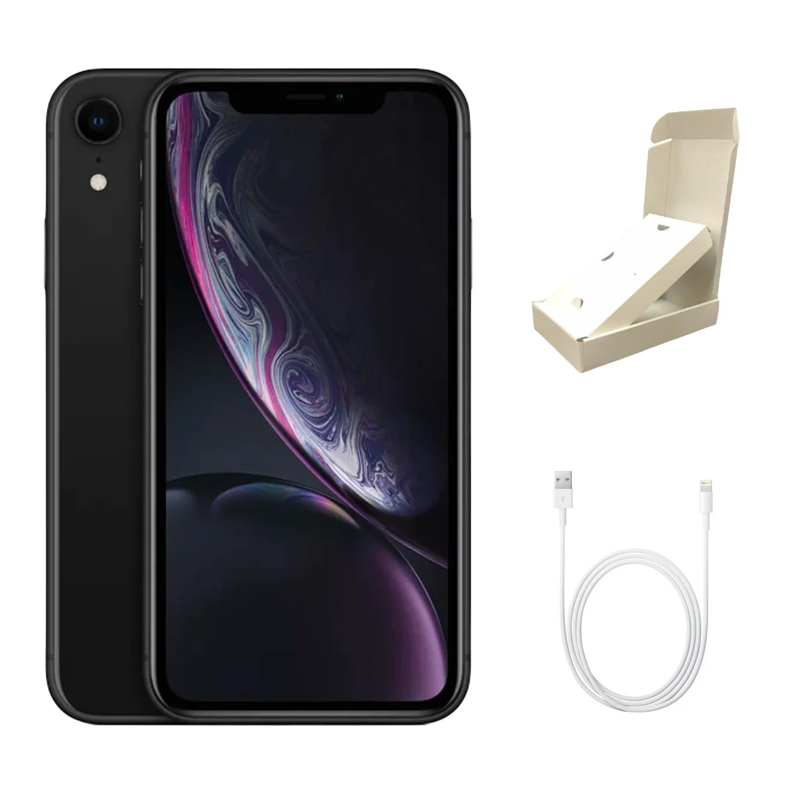 iPhone Box Unlocked) (Refurbished) Apple 64GB (Fully Black A1984 Gift Restored w/ XR