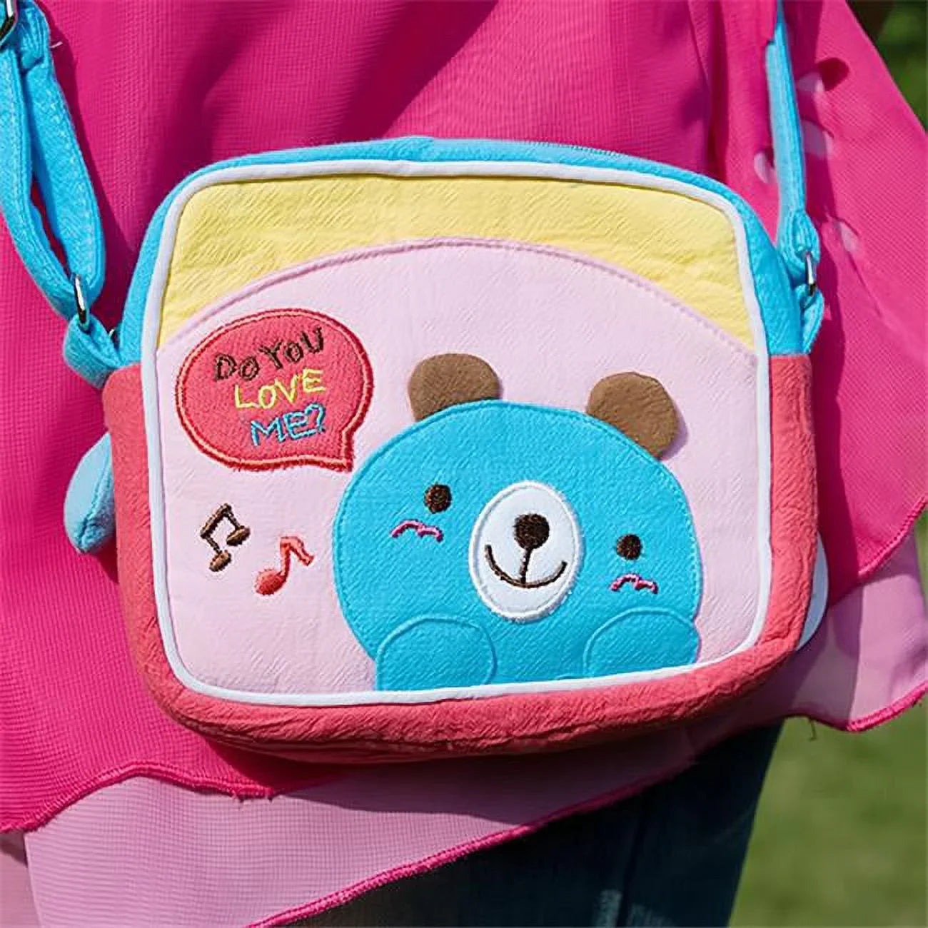 Swingpack & Embroidered 5.5 1.2 x x Bear Applique in. 4.7 Bag - Blue Shoulder Purse Bag Bag Wallet