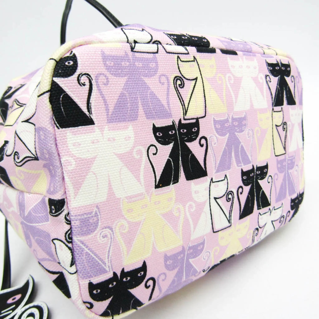 Miu (Good) Black,Light Leather,Cotton CANAPA Pre-Owned Bag CATS 5RM014 Pouch Purple,Multi-color Drawstring Women's Miu