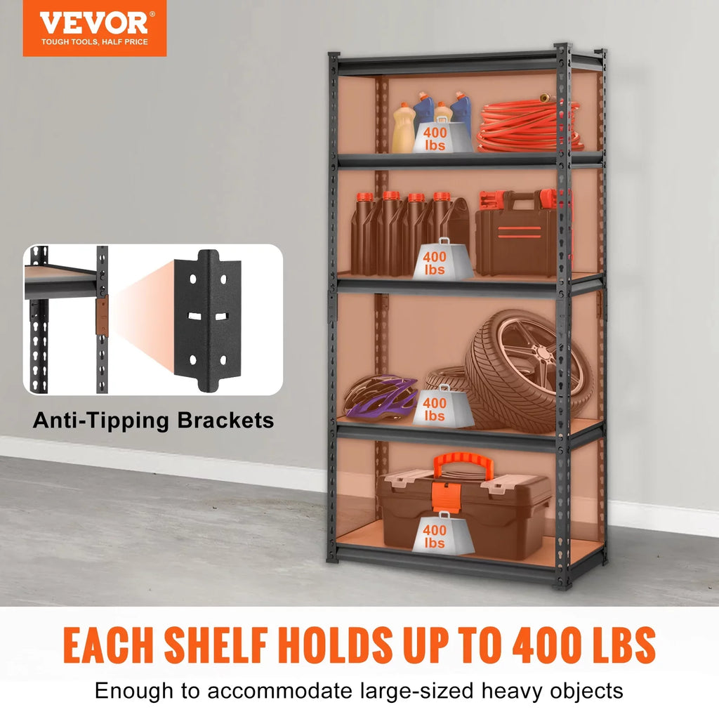 Unit, Steel 60"H 2000 Garage 30"W Heavy 5 Adjustable Load BENTISM Tier 12"D Rack lbs Storage Duty x Shelving x
