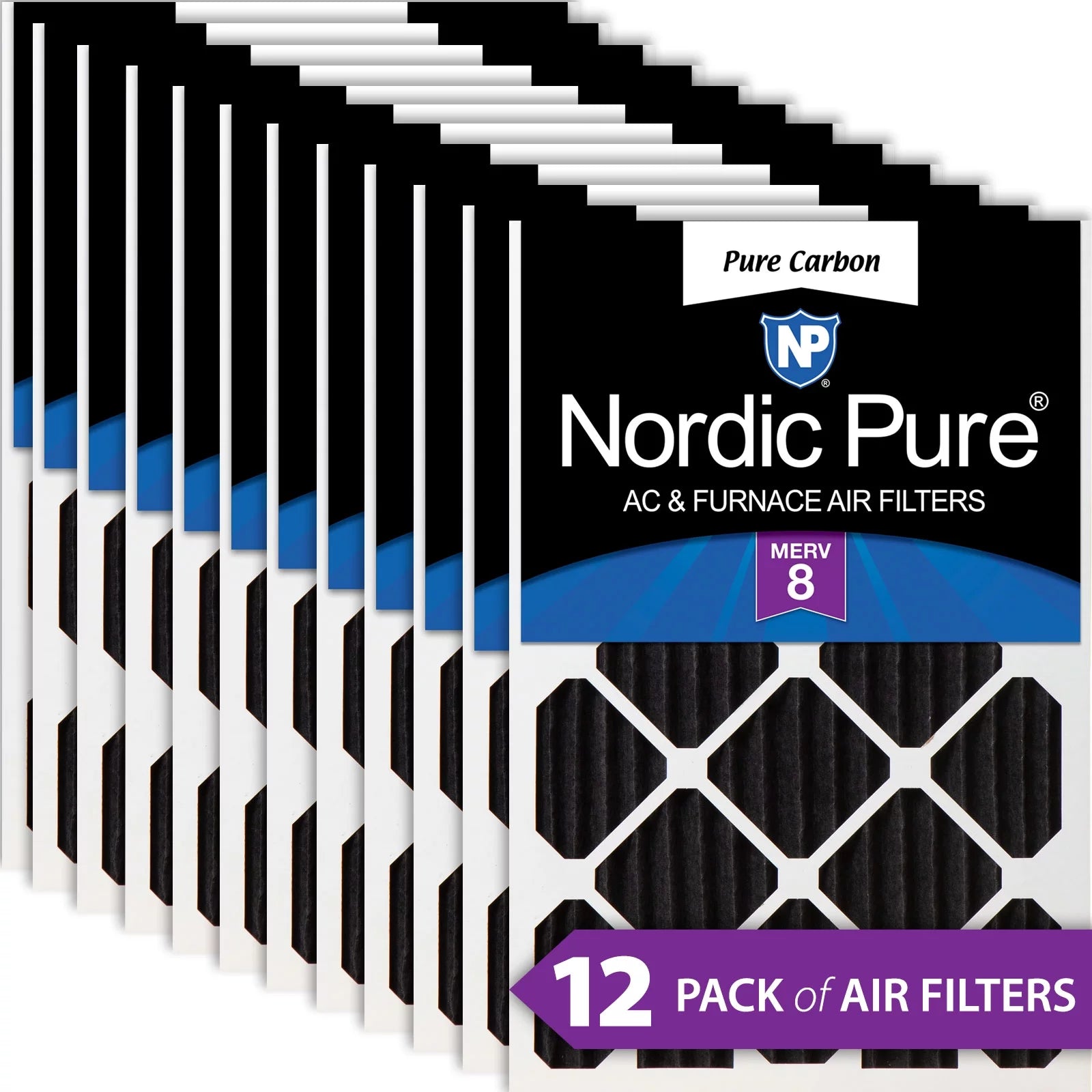 Pack Filters Pleated Furnace Carbon 12x24x2 Odor Merv 12 Pure 8 Reduction