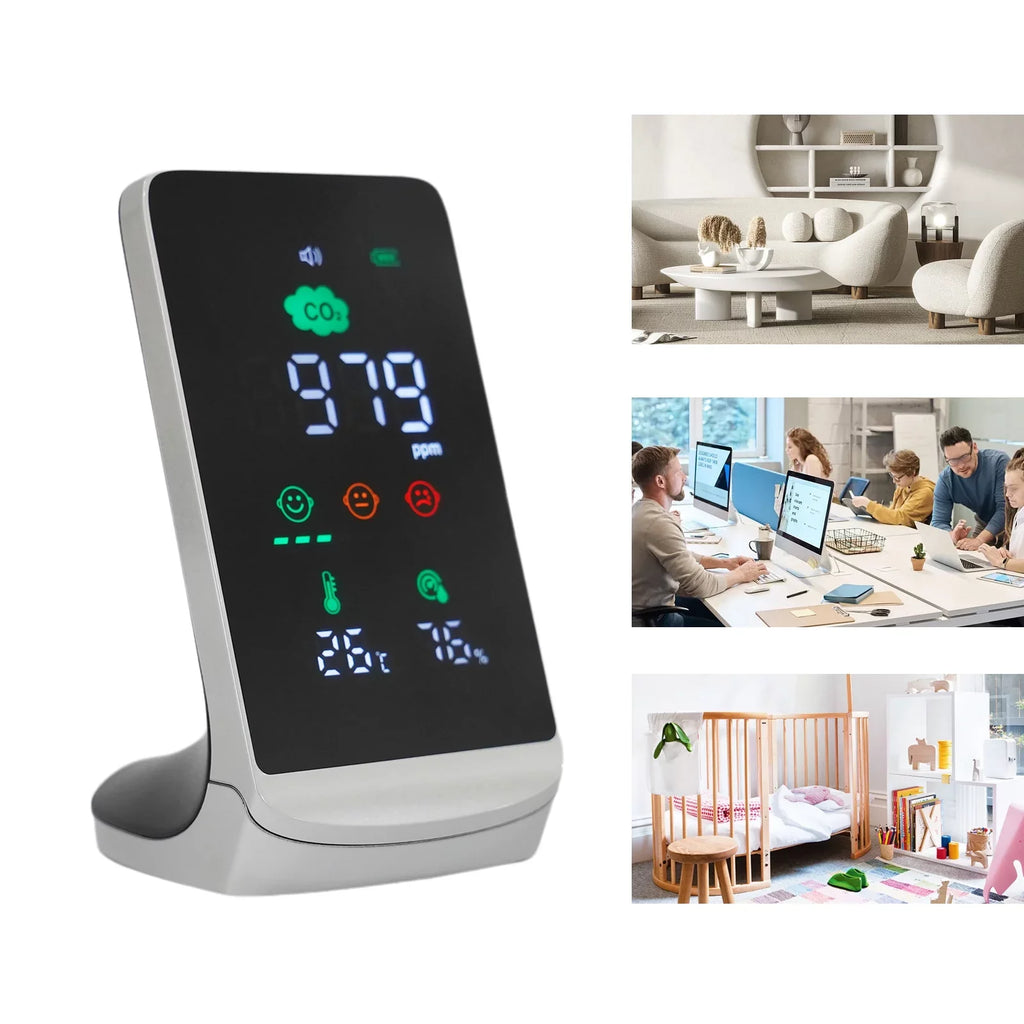Black) (White, for CO2, Air Miumaeov Monitor Quality Temperature & Humidity Indoor