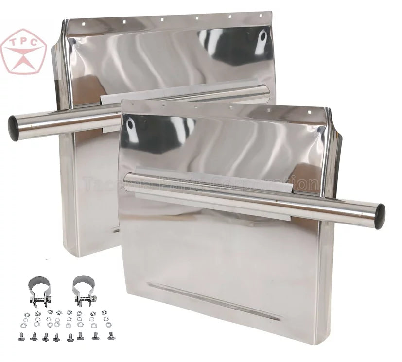 579 Quarter Masks Stainless Fender - Trucks mounting Kozak Semi Plus Peterbilt Face 2x For Hardware Windshield and 2x22 386 x Set Steel Wipers 24" Included 24" All