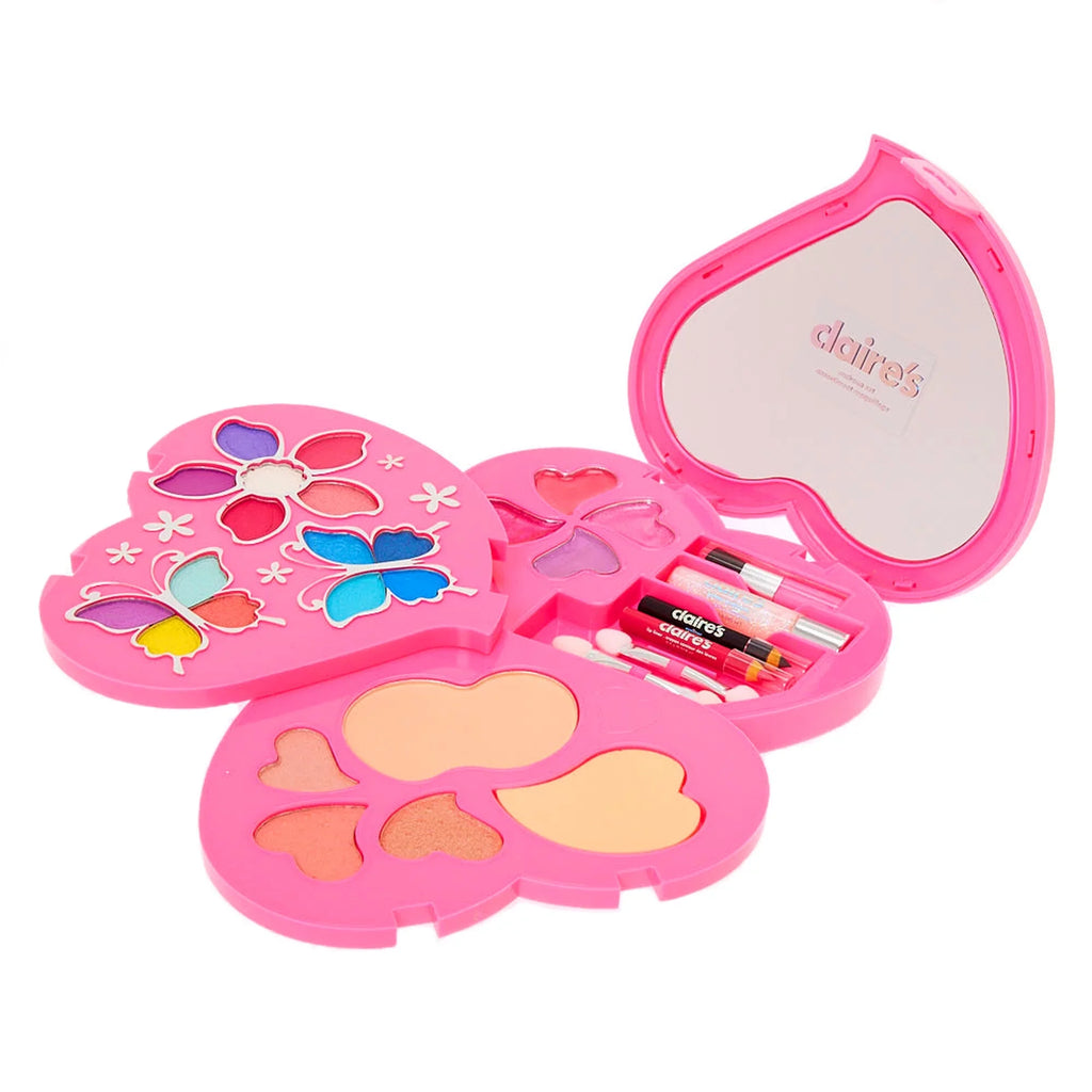 Claire's Heart and Palette, Eyeliner, Eyeshadow, Blush, Pink Lipgloss Applicators, 57275 Girls Includes Cosmetics Shapped
