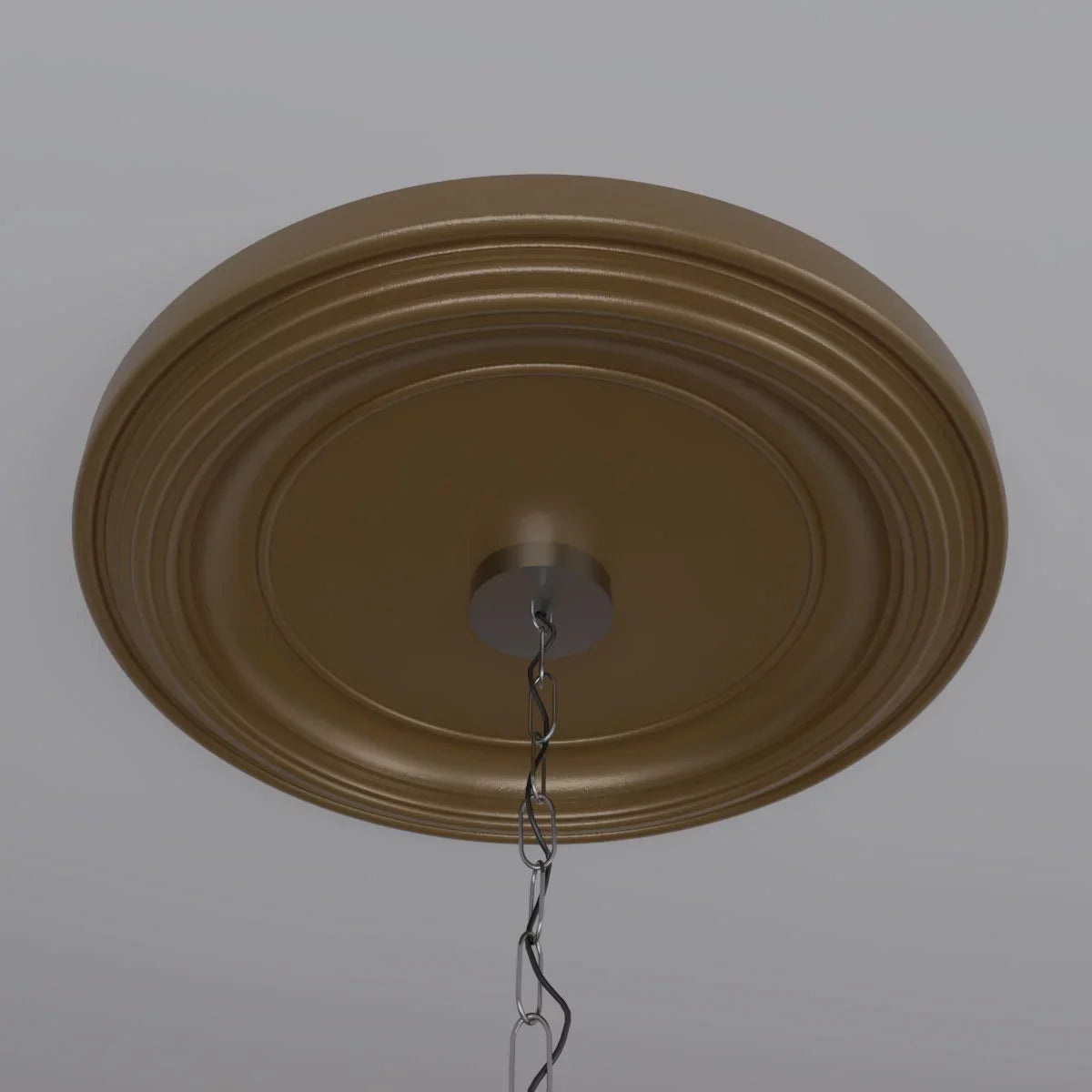 Ekena 3 Rush x Thermoformed to Gold Traditional Canopies (Fits 13 Millwork 1 up 1/2"), 22"OD PVC Medallion Ceiling Metallic 1/2"P x 1/2"ID