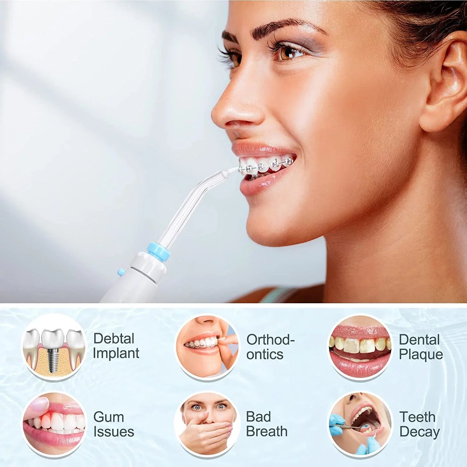 7 Braces for Teeth Multifunctional Dental Flosser Homgeek Tips Teeth Water with 10 White Cleaner Water Adjustable Pressure