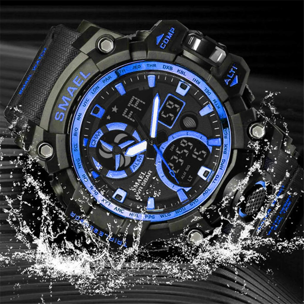 Watches LED Sports Digital Quartz with Alarm Military Men's Display Backlight Dual Analog Watch