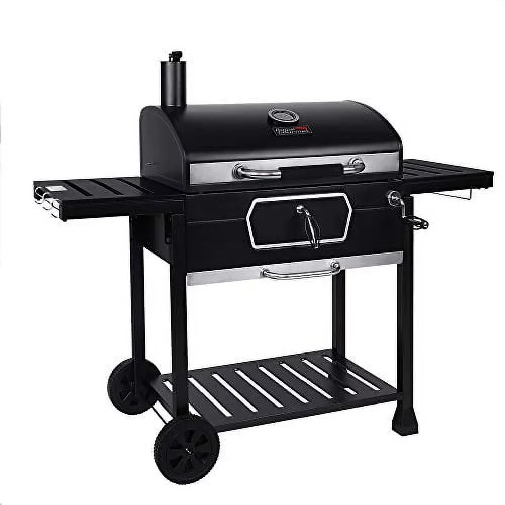 Picnic Smoker Charcoal Gourmet Patio Cooking, CD2030AN Deluxe Black, Grill, 30-Inch Backyard Camping BBQ Large Royal